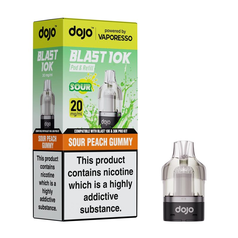 Sour Peach Gummy – Dojo Blast 10K Pod (2ml + 10ml Refillable Pod)