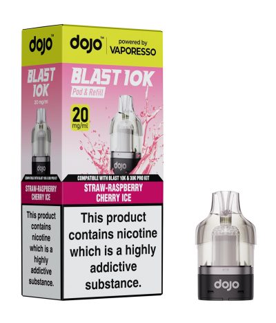 Straw-Raspberry Cherry Ice – Dojo Blast 10K Pod (2ml + 10ml Refillable Pod)