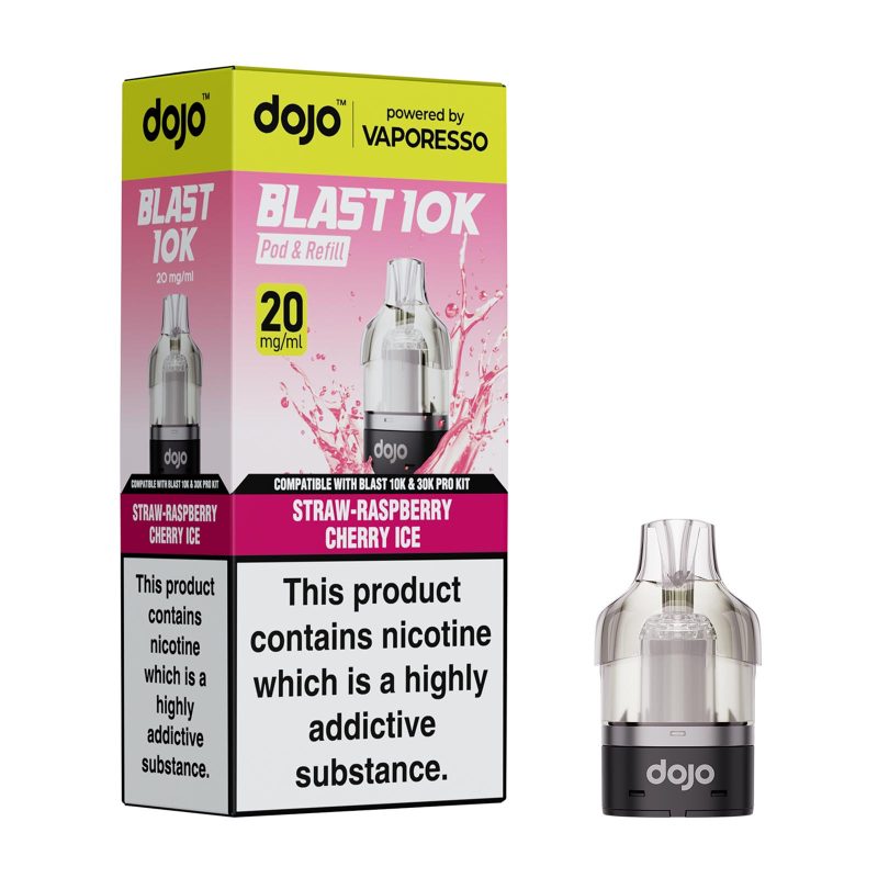 Straw-Raspberry Cherry Ice – Dojo Blast 10K Pod (2ml + 10ml Refillable Pod)