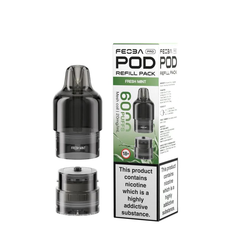 Feoba Pro 6000 Pods - Fresh Mint Fresh Mint – Feoba Pro 6000 Pod (2ml + 10ml Refillable Pod)