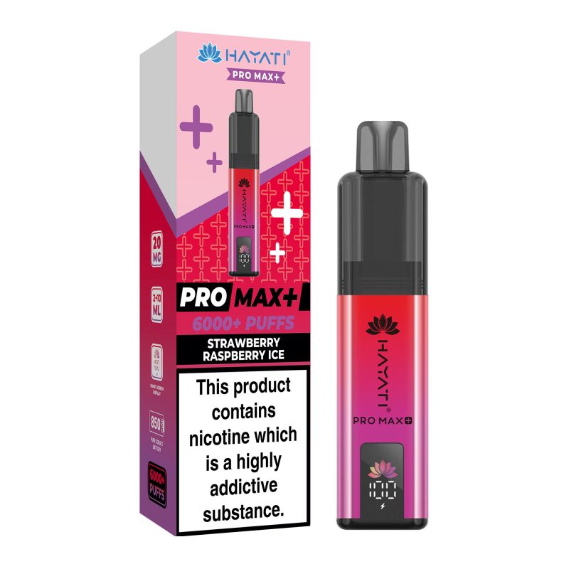 Hayati Pro Max Plus 6000 - Strawberry Raspberry Ice Strawberry Raspberry Ice – Hayati Pro Max+ 6000 Vape Kit (2ml + 10ml Refillable Pod)